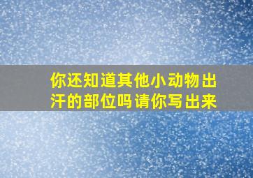 你还知道其他小动物出汗的部位吗请你写出来