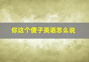 你这个傻子英语怎么说