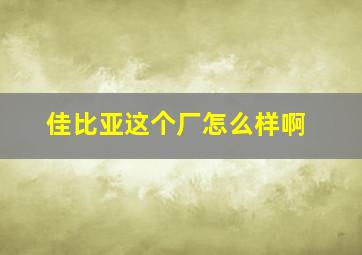 佳比亚这个厂怎么样啊