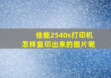 佳能2540s打印机怎样复印出来的图片呢