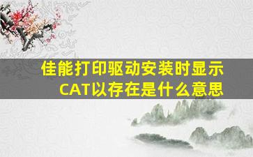 佳能打印驱动安装时显示CAT以存在是什么意思