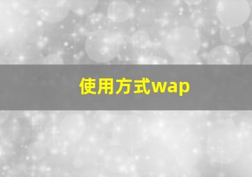 使用方式wap