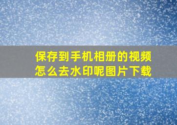 保存到手机相册的视频怎么去水印呢图片下载