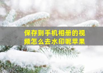 保存到手机相册的视频怎么去水印呢苹果