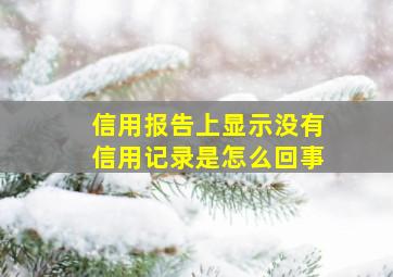 信用报告上显示没有信用记录是怎么回事