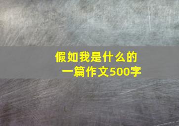 假如我是什么的一篇作文500字