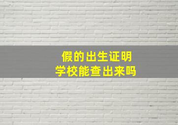 假的出生证明学校能查出来吗