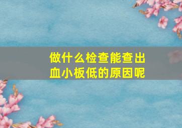 做什么检查能查出血小板低的原因呢