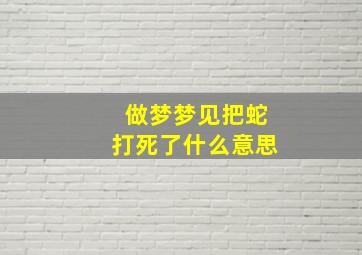 做梦梦见把蛇打死了什么意思