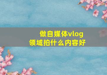 做自媒体vlog领域拍什么内容好