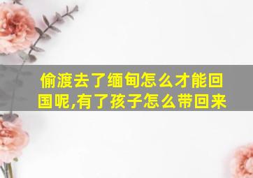 偷渡去了缅甸怎么才能回国呢,有了孩子怎么带回来