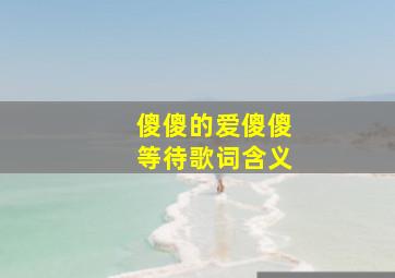 傻傻的爱傻傻等待歌词含义