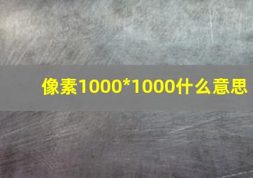 像素1000*1000什么意思