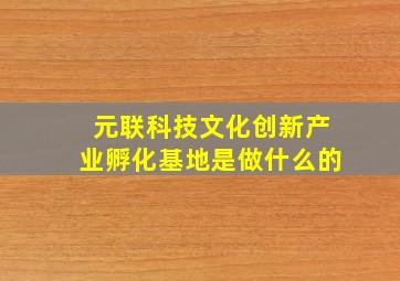 元联科技文化创新产业孵化基地是做什么的