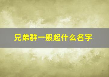 兄弟群一般起什么名字