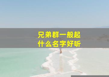 兄弟群一般起什么名字好听