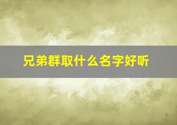 兄弟群取什么名字好听