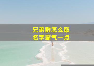 兄弟群怎么取名字霸气一点