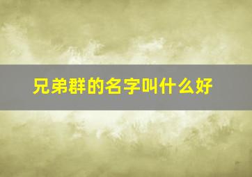 兄弟群的名字叫什么好