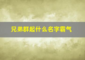 兄弟群起什么名字霸气