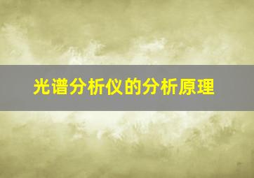 光谱分析仪的分析原理