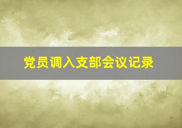 党员调入支部会议记录