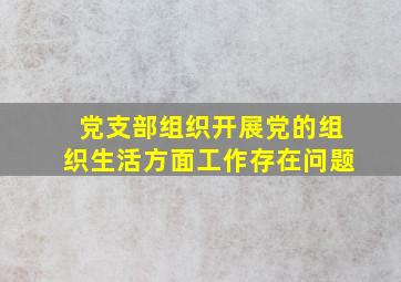 党支部组织开展党的组织生活方面工作存在问题