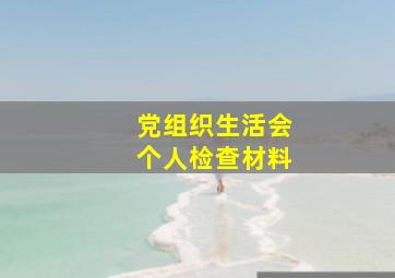 党组织生活会个人检查材料