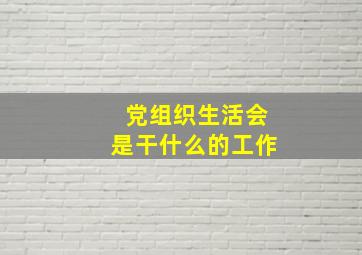 党组织生活会是干什么的工作