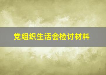 党组织生活会检讨材料