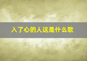 入了心的人这是什么歌