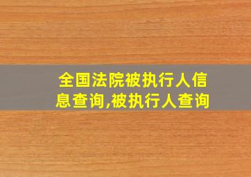 全国法院被执行人信息查询,被执行人查询