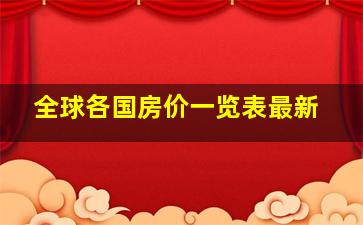 全球各国房价一览表最新