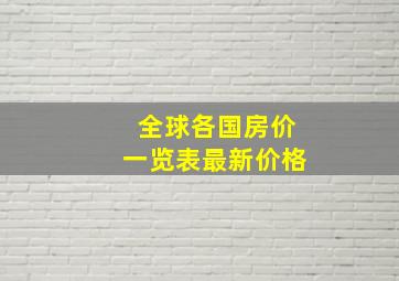 全球各国房价一览表最新价格