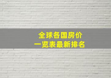 全球各国房价一览表最新排名