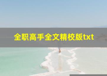 全职高手全文精校版txt