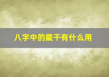 八字中的藏干有什么用