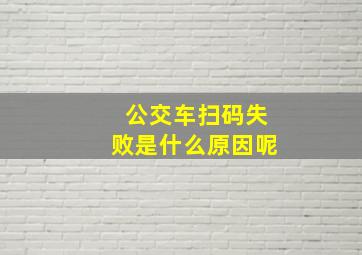 公交车扫码失败是什么原因呢