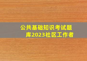 公共基础知识考试题库2023社区工作者