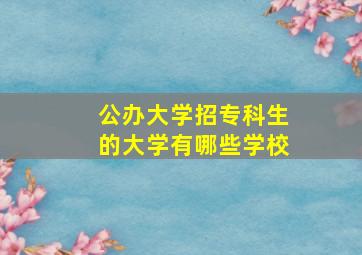 公办大学招专科生的大学有哪些学校