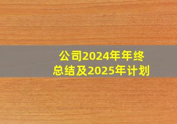 公司2024年年终总结及2025年计划