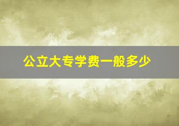 公立大专学费一般多少