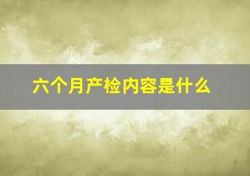 六个月产检内容是什么