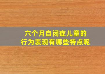 六个月自闭症儿童的行为表现有哪些特点呢