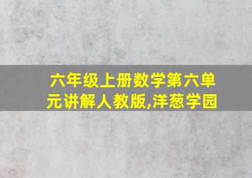 六年级上册数学第六单元讲解人教版,洋葱学园