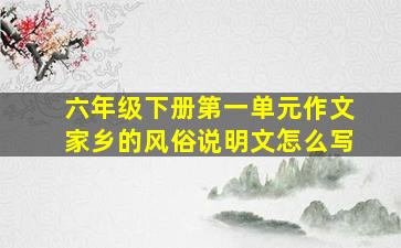 六年级下册第一单元作文家乡的风俗说明文怎么写