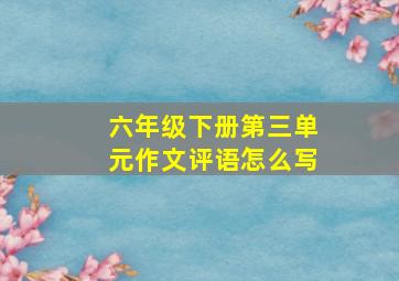 六年级下册第三单元作文评语怎么写