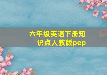 六年级英语下册知识点人教版pep