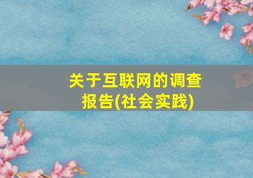 关于互联网的调查报告(社会实践)