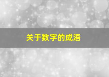 关于数字的成浯